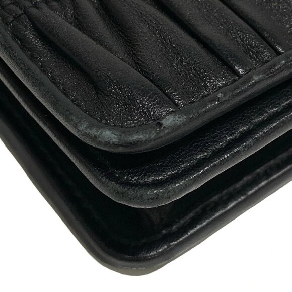 Auth PRADA Gathered Wallet Black Leather Other Style Wallet - Picture 6 of 11